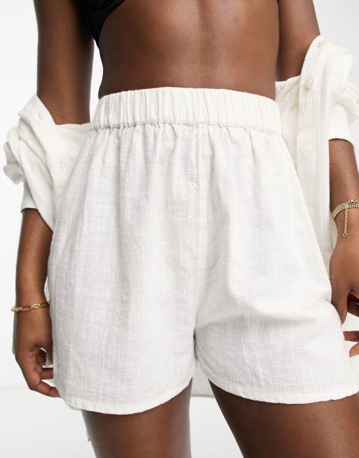 ASOS DESIGN textured beach short in white - part of a set