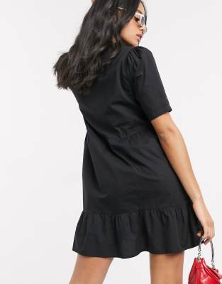 black cotton smock dress