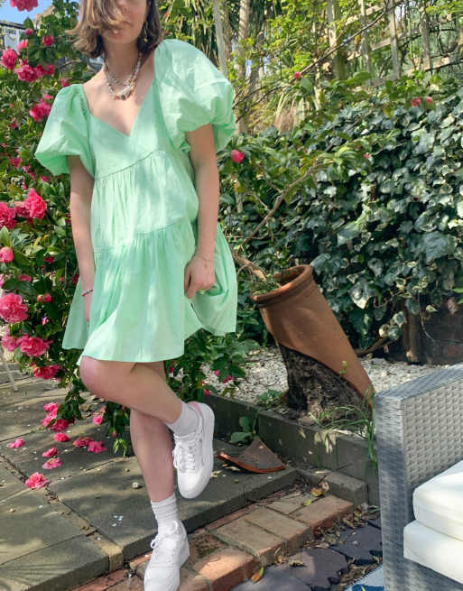 Green shop smock dress