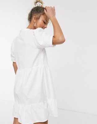 white layered smock dress