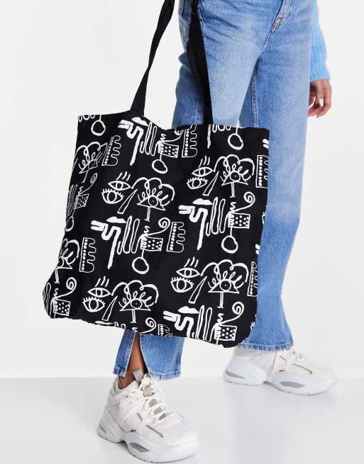 ASOS DESIGN cotton tote bag in abstract print ASOS