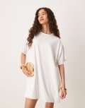 [ASOS DESIGN] ASOS DESIGN cotton touch bubble tee shirt mini dress-Green L GREEN