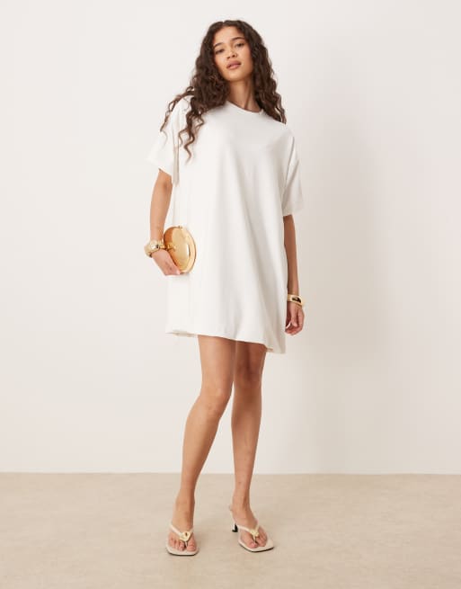Cotton Relaxed Mini T-Shirt Dress ミニ Tシャツ ワンピース COTTON MINI T-SHIRT DRESS - WHITE / RED / STRIPED | COS
