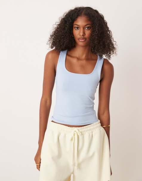 ASOS DESIGN cotton touch vest in blue - view 1