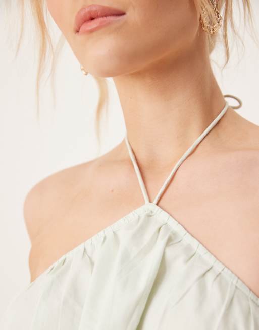 ASOS DESIGN cotton trapeze mini dress in icy mint, 2 of 4