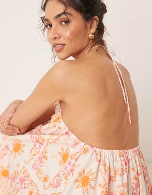 ASOS DESIGN cotton trapeze mini dress in print | ASOS