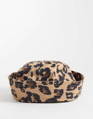 Asos Design Cotton Turn Back Boater Hat In Orange