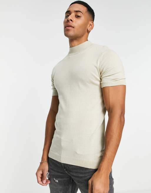 Mens cotton turtleneck t on sale shirts