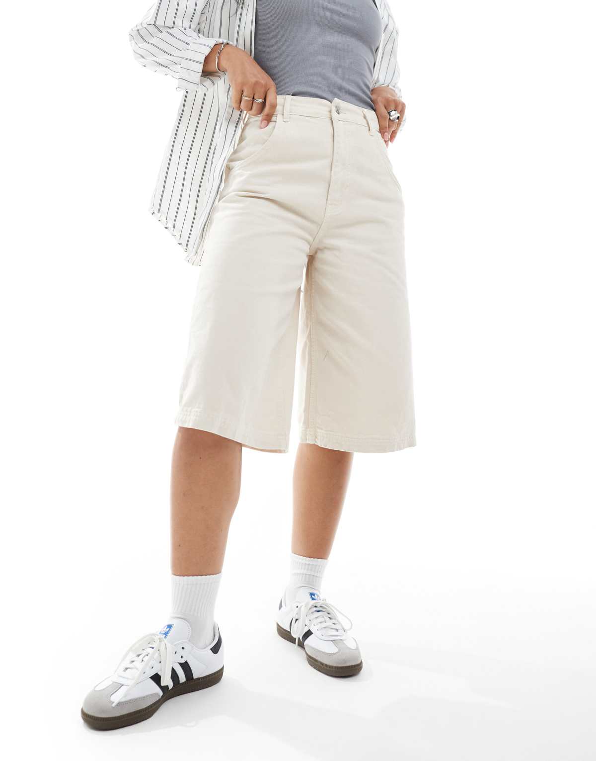 ASOS DESIGN cotton twill culotte short in ecru