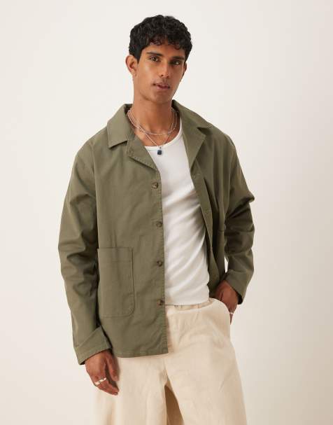 ASOS DESIGN cotton twill worker jacket in green - view 1