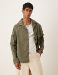 [ASOS DESIGN] ASOS DESIGN cotton twill worker jacket in green M KHAKI
