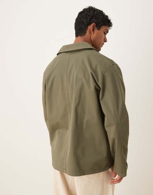 ASOS DESIGN cotton twill worker jacket in green, 3 of 4