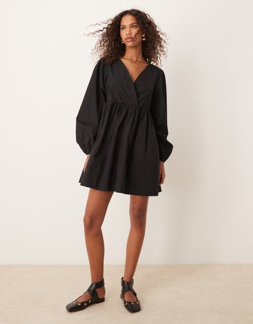 ASOS DESIGN Black V-Front Smock hotsell Mini Dress