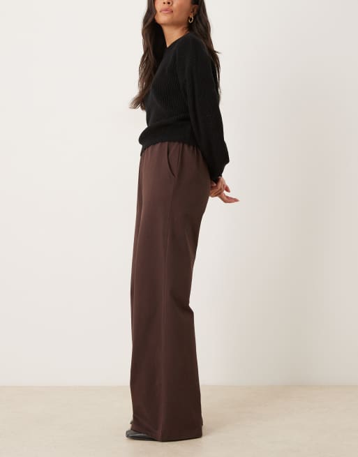 ASOS DESIGN cotton wide leg pants in brown - part of a set, 2 of 5