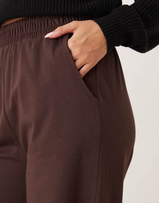 ASOS DESIGN cotton wide leg pants in brown - part of a set, 5 of 5