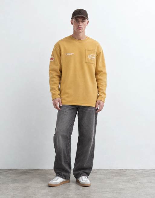 ASOS DESIGN coupe relaxed col rond avec poche plaquée et broderie machine orange, 8 de 10