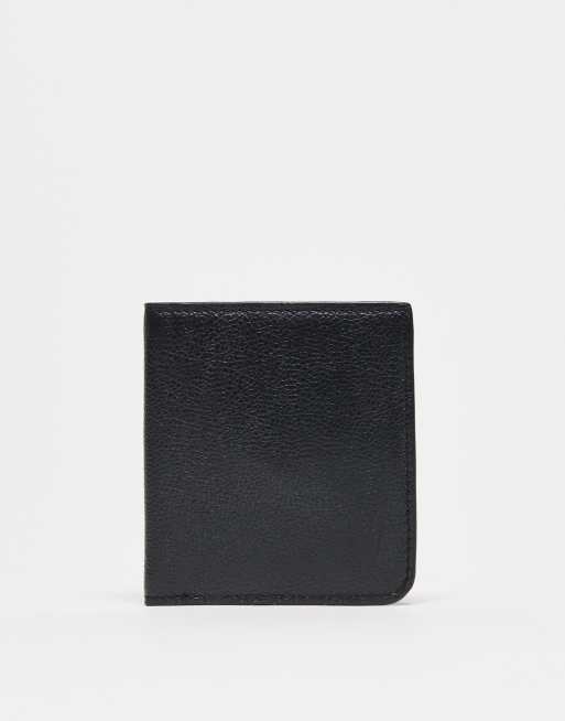 ASOS DESIGN cow grainy leather wallet in black