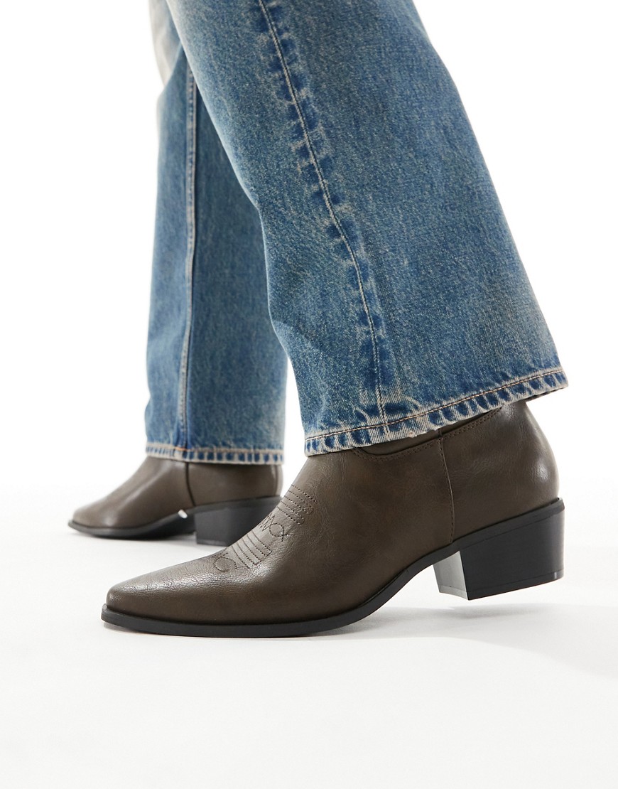 Asos Design Cowboy Boots In Distressed Brown