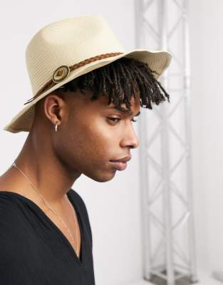 ASOS DESIGN cowboy hat in beige straw