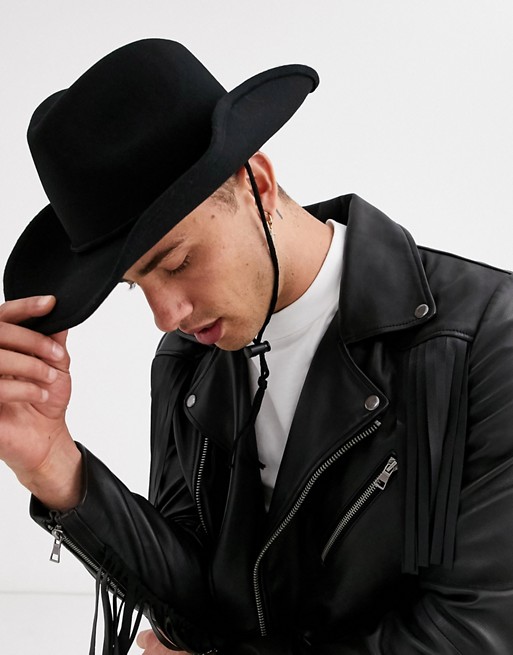 ASOS DESIGN festival cowboy hat in black