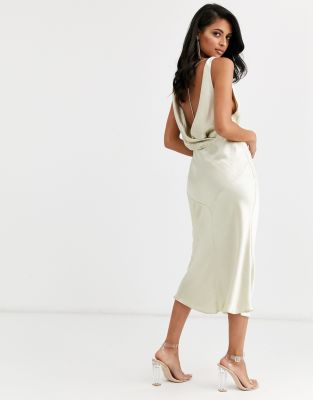 satin cowl back dress