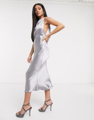 ASOS DESIGN cowl back bias cut midi 