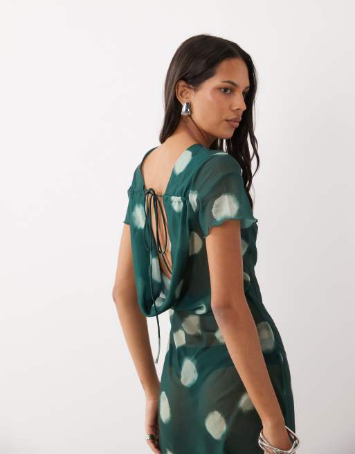 ASOS DESIGN cowl back maxi dress in chiffon, 3 of 4