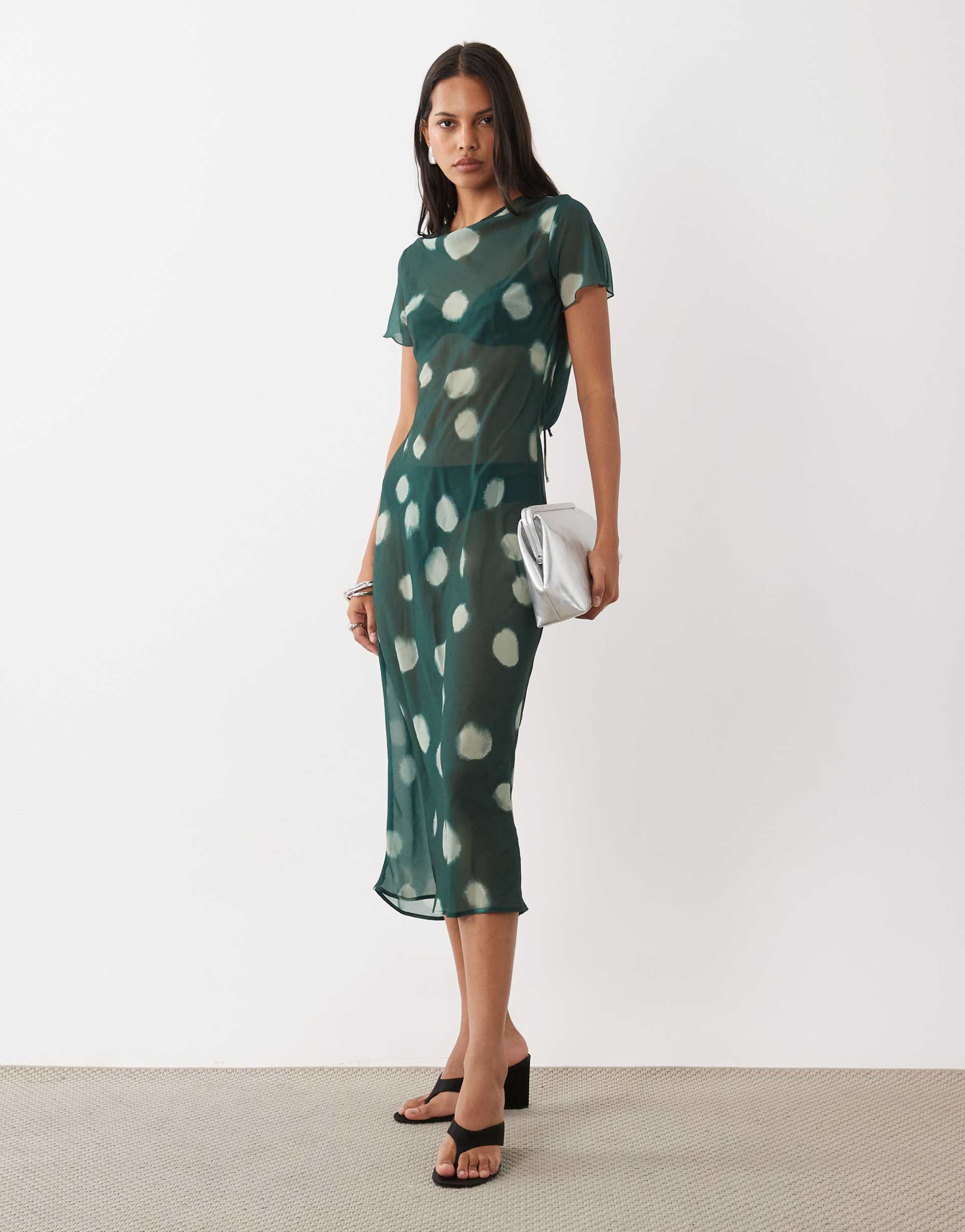 asos design cowl back maxi dress in red chiffon