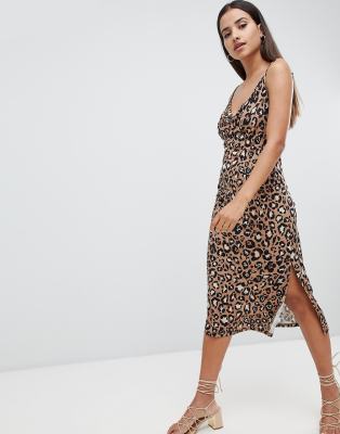 printed midi slip dress