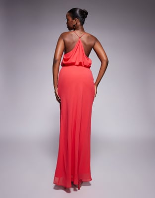 Asos Design Cowl Front Racer Back Strappy Maxi Dress