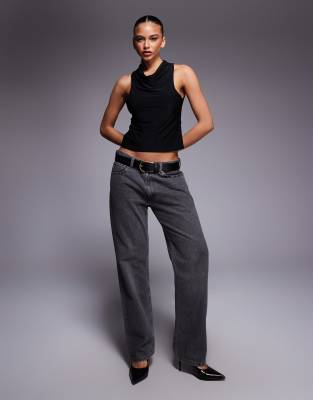 Asos Design Cowl Front Slinky Tank Top In Black