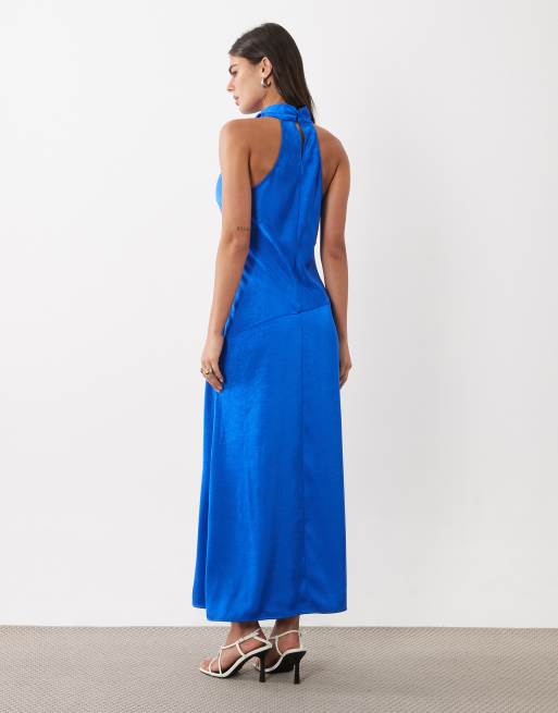 ASOS DESIGN cowl halter midaxi dress in cobalt blue, 3 of 4