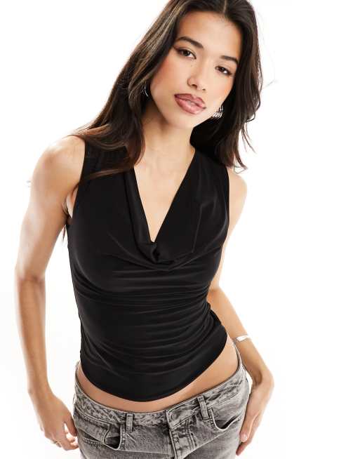 ASOS DESIGN cowl neck backless top in black ASOS