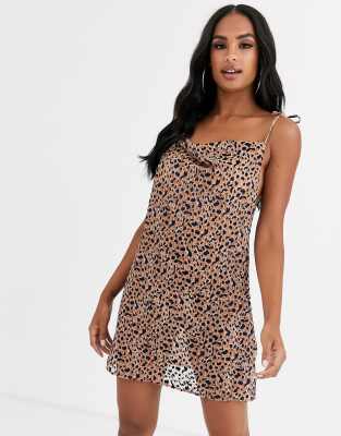 leopard cowl dress