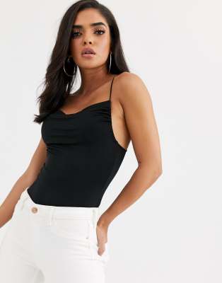 black cowl neck bodysuit