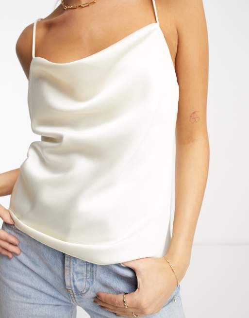 ASOS DESIGN cowl neck cami in satin in cream