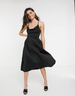 ASOS DESIGN cowl neck cami midi prom dress in black ASOS