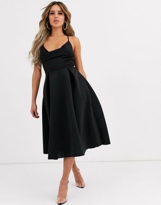 midi black dress formal