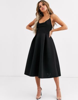 cowl neck midi dress