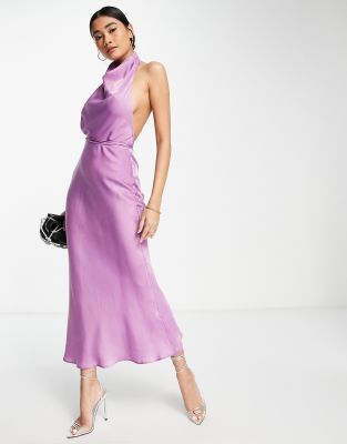 cowl neck halter dress