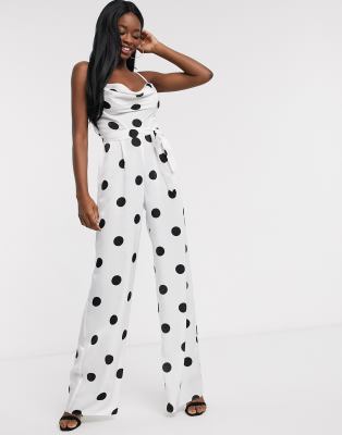 black white spot jumpsuit