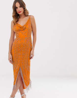 asos orange dress