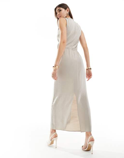 white christmas dresses ASOS DESIGN Cowl Neck Midi Dress With Wrap Skirt In Black main image 1