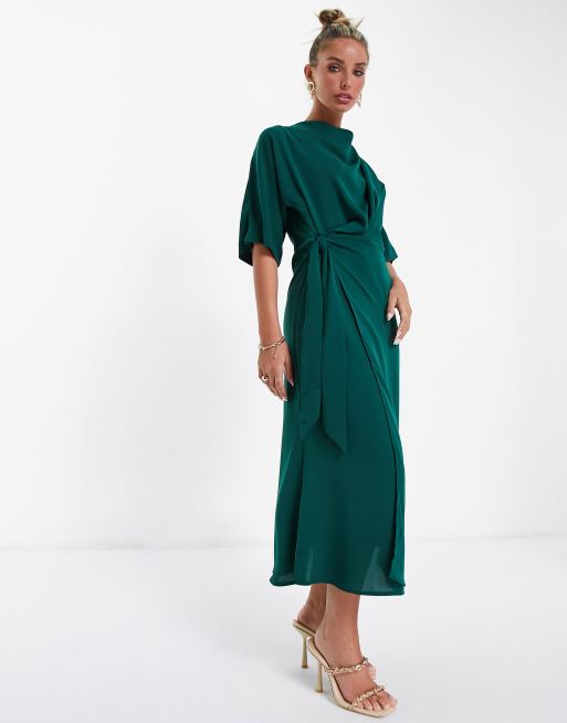 Green wrap dress store asos