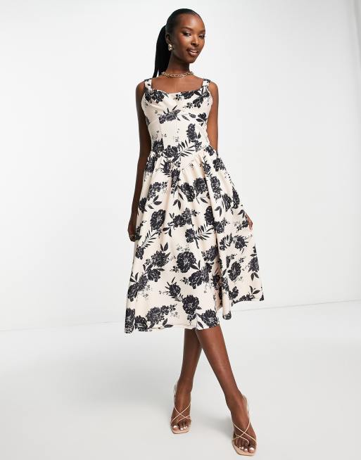 Tan floral outlet dress