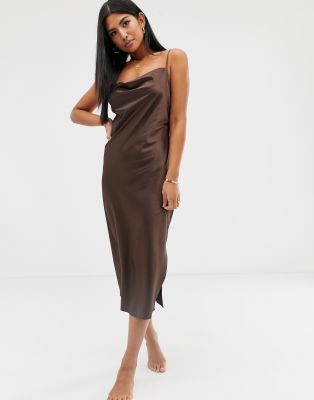 ASOS DESIGN cowl neck midi slip dress 