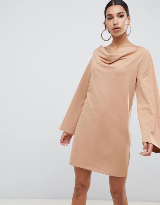 Asos Design Cowl Neck Mini Sweat Dress Asos