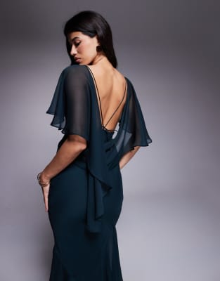 Asos Design Cowl Neck Ruffle Hem Maxi Dress In Purple