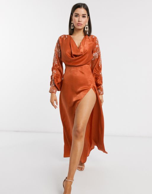 Asos robe longue satin new arrivals