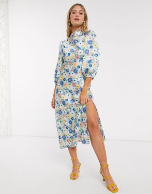 cowl neck floral dress